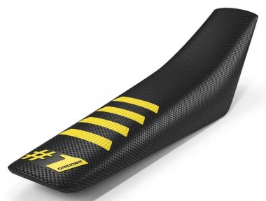 ONEGRIPPER Potah sedla RIBBED černá - žluté pruhy