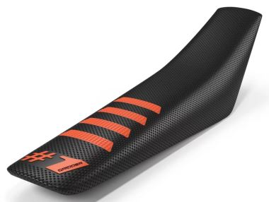 ONEGRIPPER Potah sedla RIBBED černá - oranžové pruhy