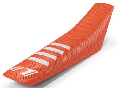 ONEGRIPPER Potah sedla RIBBED oranžová - bílé pruhy