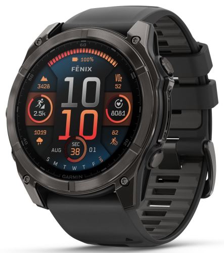 GARMIN FENIX 8 - 51 mm, AMOLED | Carbon grey s Black/Grey silikonovým řemínkem